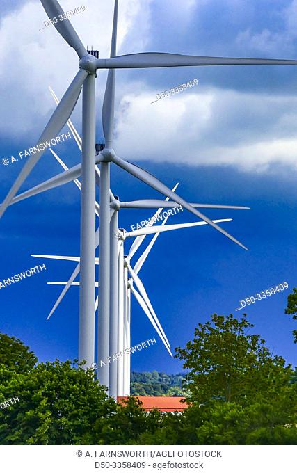 Vendsyssel, Denmark. Wind turbines roaring across the landscape