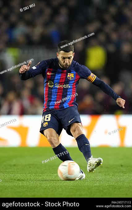 Jordi Alba (FC Barcelona) in action during the Europa League football match between FC Barcelona and Manchester United, at the Camp Nou stadium in Barcelona