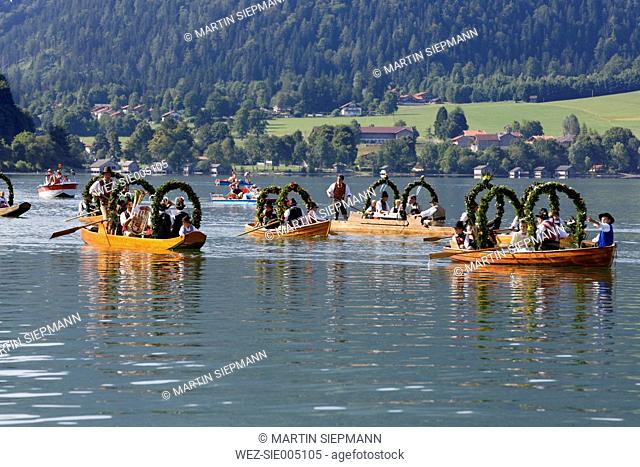 Traditional parade on Lake Schliersee, Bavaria, Germany