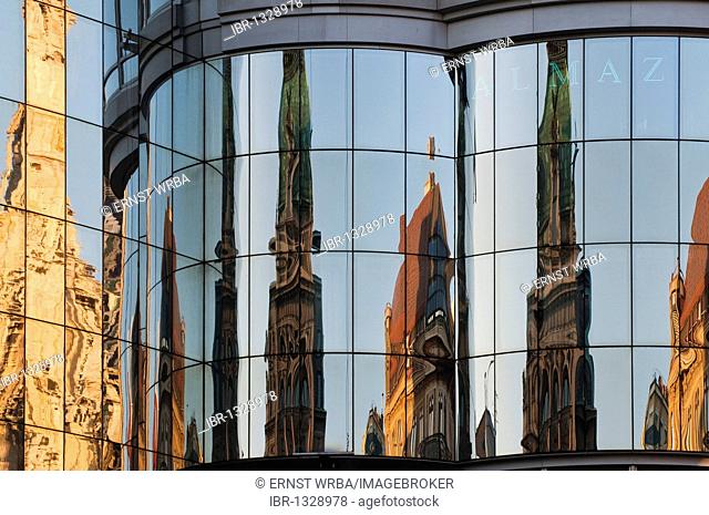 St. Stephen's Square, reflections on Haas House, Vienna, Austria, Europe