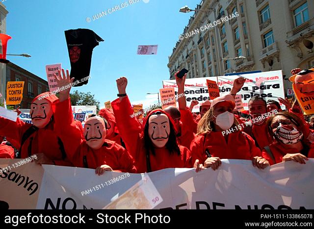 Madrid, Spain, 15/07/2020.- 1, 500 Nissan workers protest in Madrid over the closure of factories.Trede Unions insist on withdrawing a restructuring involving 2