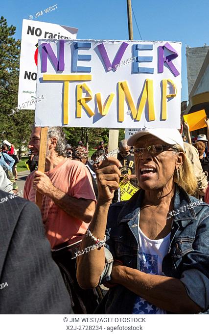 Detroit, Michigan - 3 September 2016 - Religious groups including many African-American pastors organized a protest against Republican presidential candidate...