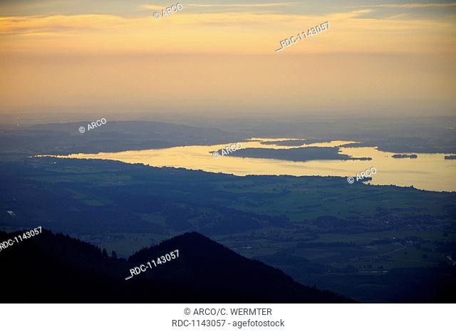 View from mountain Hochfelln, Chiemsee, bavaria, Germany