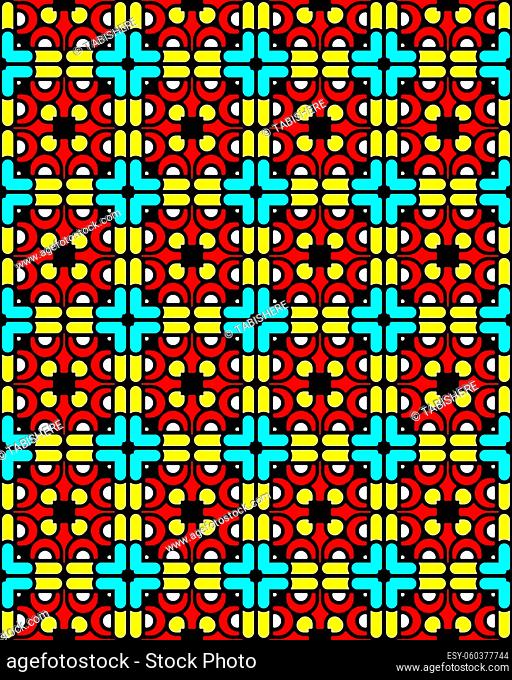 An illustration of seamless repeat patterns with red elements