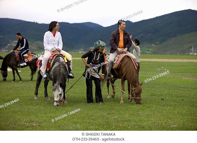 Horsebacking riding for tourist at Shangrila, Yunnan, China