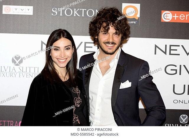 The TV personalities Francesca Rocco and Giovanni Masiero attending the charity gala Never Give Up at The Westin Palace of Milan. Milan, Italy
