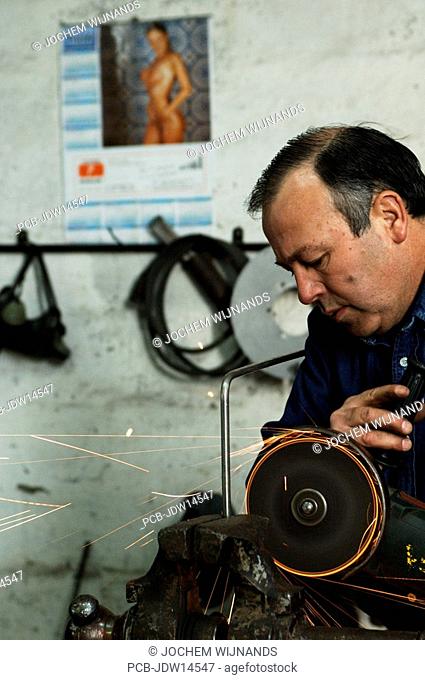 Argentina, Patagonia, Puerto Deseado, welding workshop