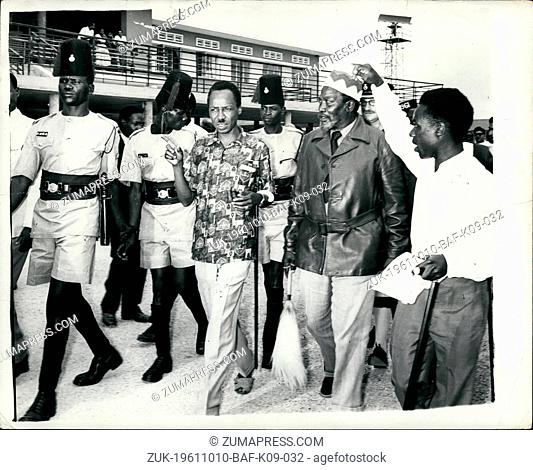 Oct. 10, 1961 - Jomo Kenyatta Addresses Mass Rally At Dar es Salaam Jomo Kenyatta addressed a crowd of more than 10, 000 persons near Dar es Salaam