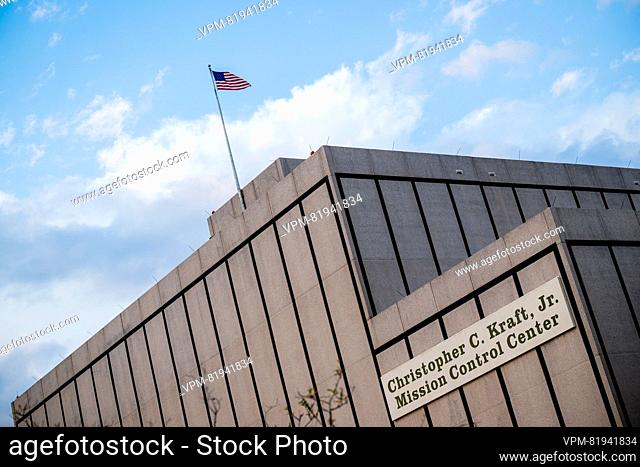 Illustration picture shows the mission control center building during a visit to the NASA Lyndon B. Johnson Space Center in Houston
