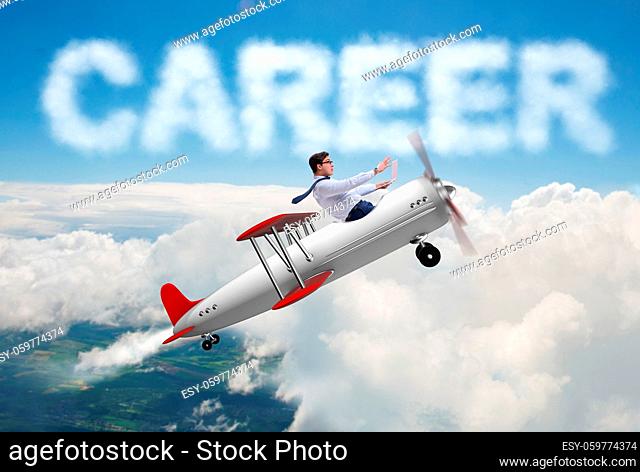The businessman flying in career concept