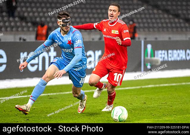 09 December 2021, Berlin: Football: UEFA Europa Conference League, 1. FC Union Berlin - Slavia Prague, Group Stage, Group E, Matchday 6, Olympiastadion