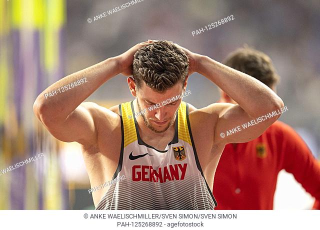 Andreas HOFMANN (Germany) disappointed. Qualification javelin of the men, on 05.10.2019 World Championships 2019 in Doha / Qatar, from 27.09. - 10.10