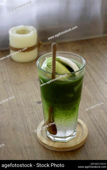 Beverage glass frozen in the restaurant, stock photo