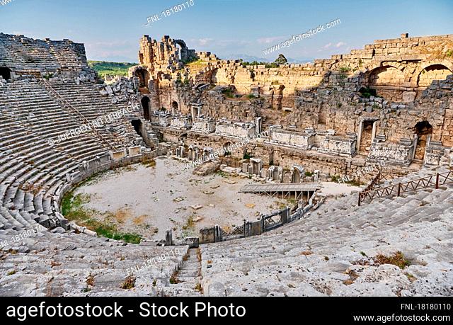Theater of Perge, ruins of the Roman city of Perge, Antalya, Turkey|
