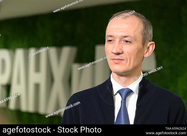 RUSSIA, MOSCOW - DECEMBER 21, 2023: Dmitry Grigorenko, Russia's Deputy Prime Minister / Government Chief of Staff, takes part in a meeting with federal and...