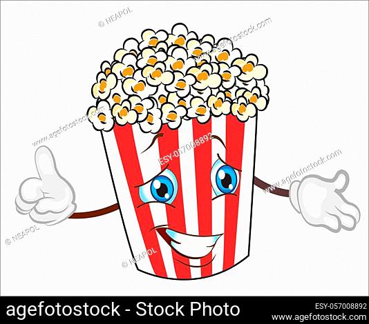 popcorn character cartoon vector illustration