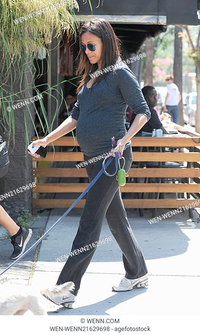 Zoe Saldana takes her dog out with some friends Featuring: Zoe Saldana Where: Los Angeles, California, United States When: 20 Aug 2014 Credit: WENN