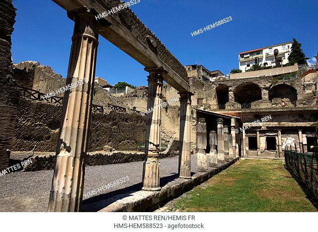 Italy, Campania, Ercolano Hercolanum, destroyed by the eruption of Vesuvius, listed as World Heritage by UNESCO, casa dell'atrio corinzio