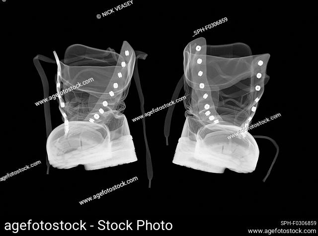 Leather work boots, X-ray