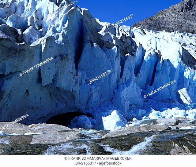 Nigardsbreen, one of the glacier arms of Jostedalsbreen, Jostedal Glacier, Sogn og Fjordane, Norway, Scandinavia, Europe