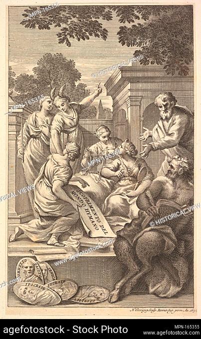 Allegorical composition celebrating the Humanities. Artist: Sir Nicolas Dorigny (French, baptized Paris, 1658-1746 Paris); Artist: After Carlo Maratti (Italian