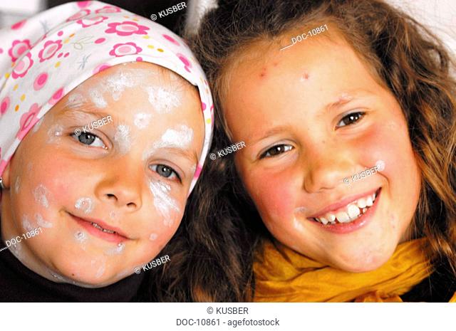 Photo of two Pre-Teen girls sick at chickenpox