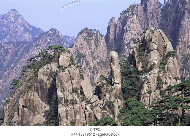 Asia, China, Asia, Anhui Province, Huangshan, Huang Shan, Yellow Mountain, Mountains, Cliffs, Chinese Scenery, scenery