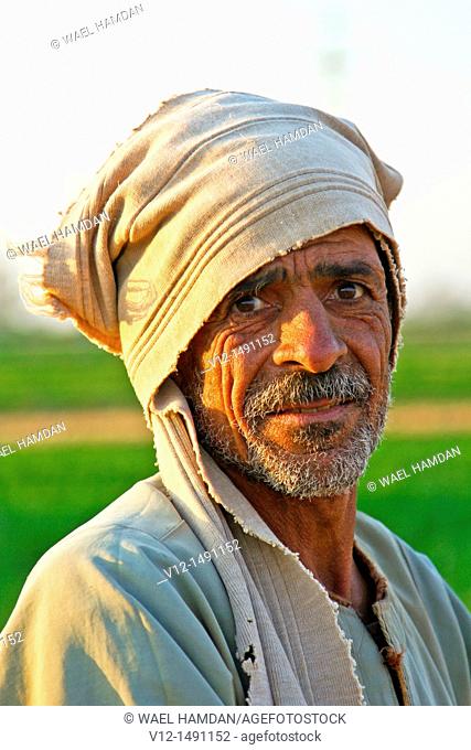 Egyptian fellah, countryside Man portrait, Egyptian Village of El Shohada  Menoufia, Egypt