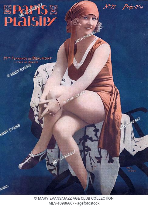 Cover for Paris Plaisirs number 27, August 1924 featuring Mlle Fernande de Beaumont