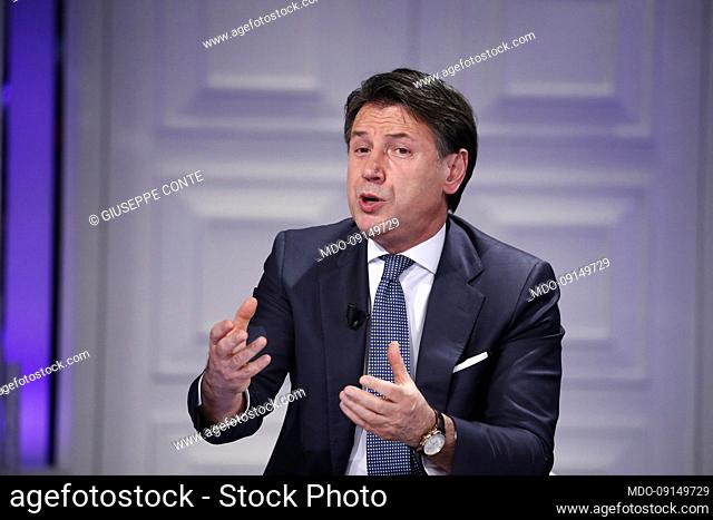 Italian president of the 5 Star Movement Giuseppe Conte guest at the television program Porta a Porta. Rome (Italy), May 11th, 2022