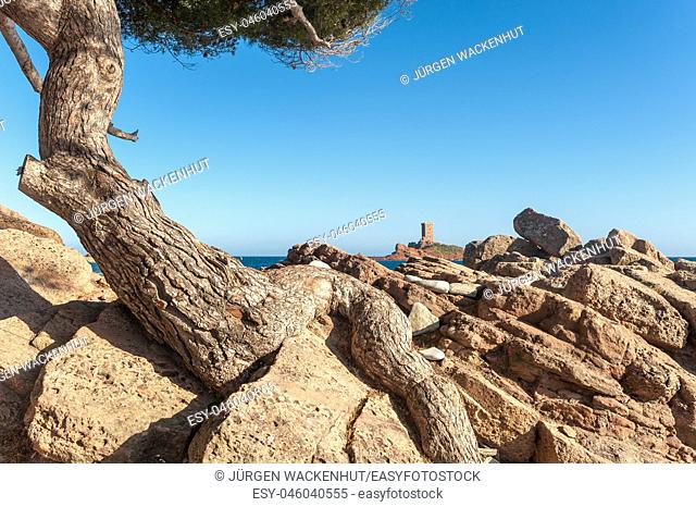 Ile d'Or island at Cape Dramont, Saint-Raphael, Var, Provence-Alpes-Cote d`Azur, France, Europe