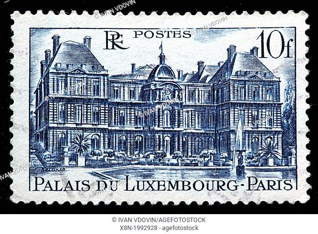 Luxembourg Palace, postage stamp, France, 1946