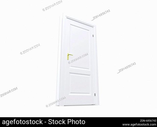White blank closed door, isolated on white background