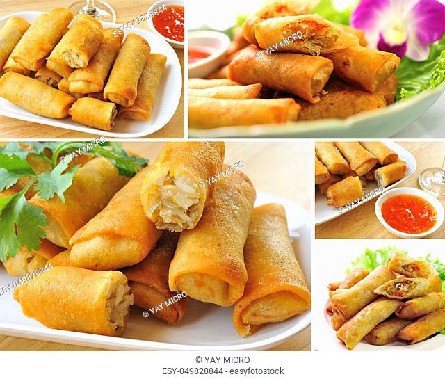 Fried Chinese Traditional Spring rolls food