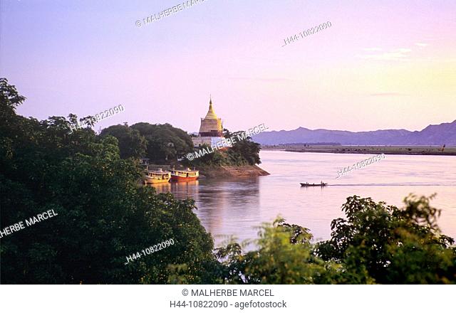 Asia, Birma, Myanmar, Bagan, Lawkananda Pagoda, river, Ayeyarwaddy