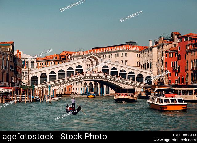 Rialto Bridge and Grand Canal in Venice, Italy
