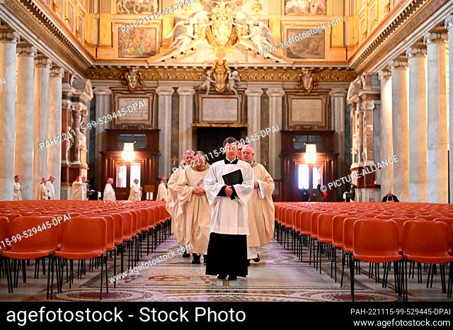 15 November 2022, Italy, Rom: German bishops enter the Church of Santa Maria Maggiore for a Holy Mass. The German bishops are in Rome this week as part of their...