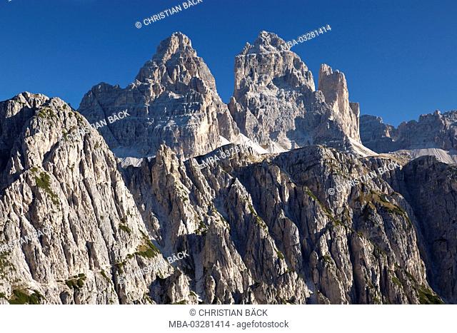 View at Drei Zinnen of the south, Sexten Dolomites, South Tirol, Northern Italy, Italy