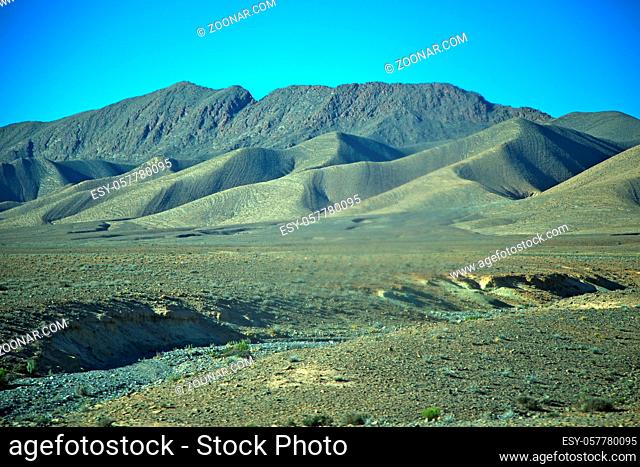 valley in  africa morocco the atlas dry mountain ground isolated hill