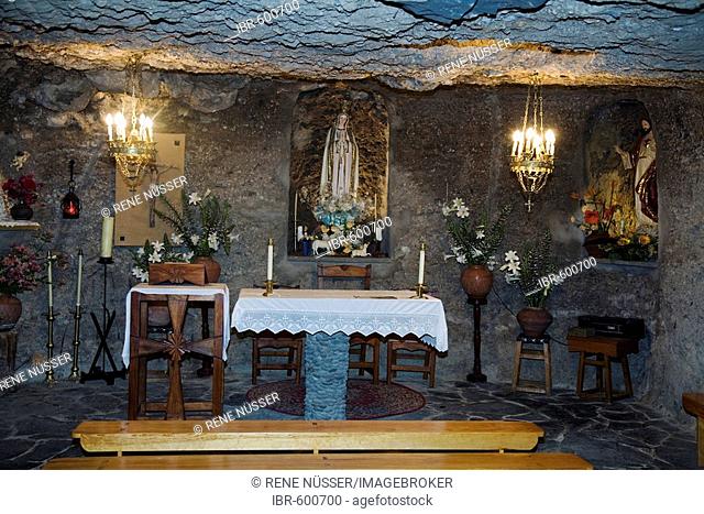 Monolithic church in honour of Fatima in the mountain village of La Coruna, Gran Canaria, Canary Islands, Spain, Europe