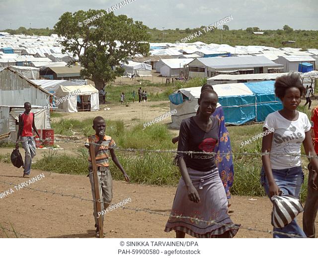 Refugees in the UN refugee camp in Juba, South Sudan, 15 June 2015. More than 130, 000 Sudanese people live in such camps