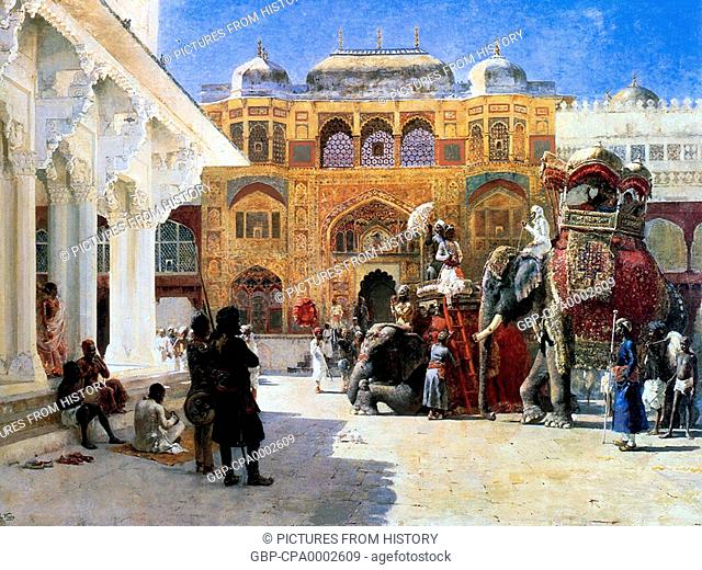 India: Arrival of the Raja at the Palace on Elephant back, by Edwin Lord Weeks