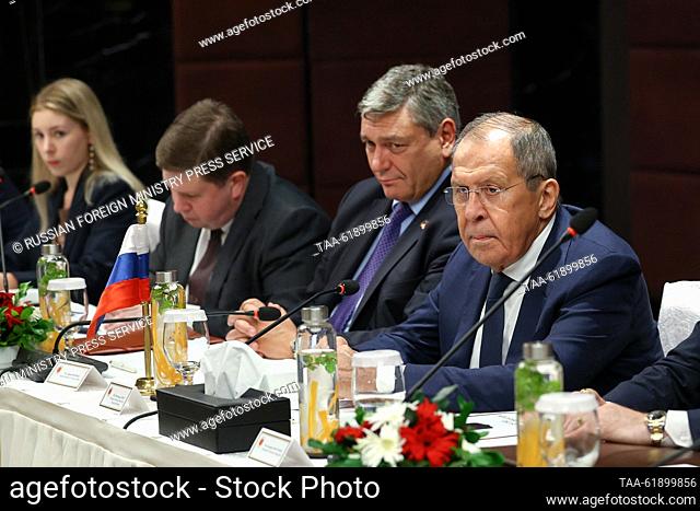 BANGLADESH, DHAKA - SEPTEMBER 7, 2023: Russia's Minister of Foreign Affairs Sergei Lavrov (R) is seen during a meeting with Bangladesh's Minister of Foreign...