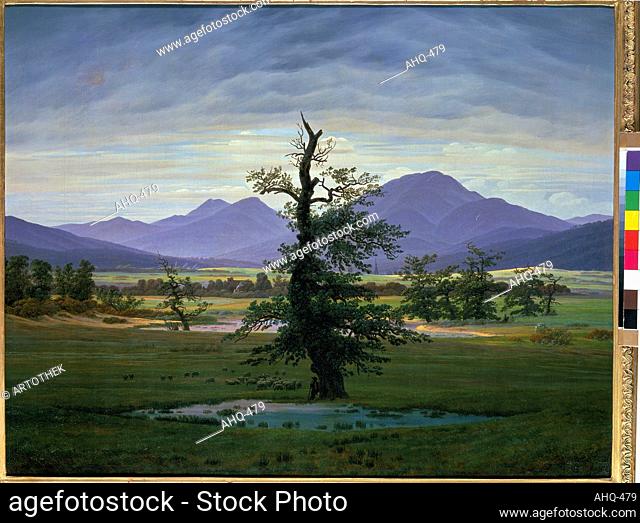 Artist: Friedrich, Caspar David, 1774-1840 Title: Der einsame Baum (Dorflandschaft bei Morgenbeleuchtung) (see also image number 1433. 1823