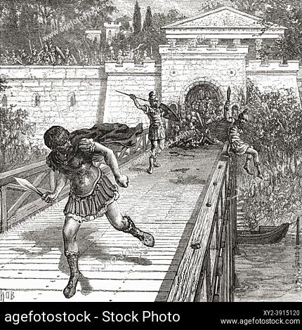 Gaius Gracchus fleeing across a wooden bridge over the Tiber in an attempt to escape the Roman consuls. Gaius Sempronius Gracchus, 154â. “121 BC