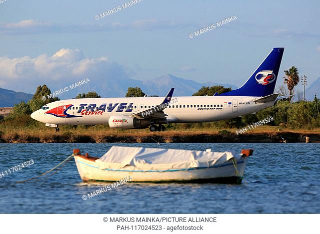 Corfu, Greece – 13. September 2017: Travel Service Boeing 737 at Corfu airport (CFU) in Greece. | usage worldwide. - Corfu/Greece
