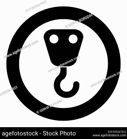 Crane hook for lift load Industrial using Freight concept icon in circle round black color vector illustration flat style simple image