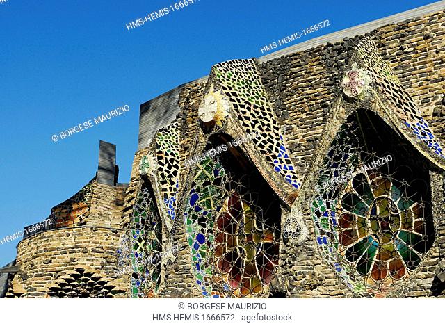 Spain, Catalonia, Santa Coloma de Cervello, the church of Colonia Guell built between 1908 and 1914 by architect Antoni Gaudi