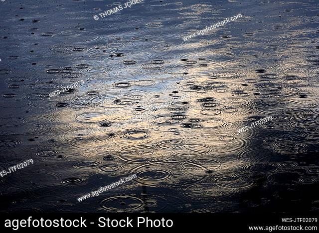 Rippled water surface during rain