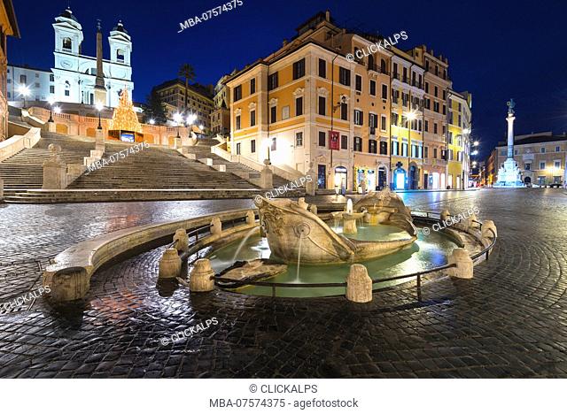 Rome, Lazio, Italy, Spanish square and Trinità dei Monti